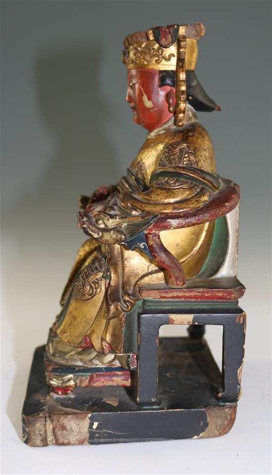 A Chinese gilt and polychrome wood figure of Xi Wangmu, 18th century, 22cm